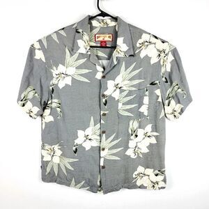 Caribbean Joe Gray Hawaiian Shirt Men's Large